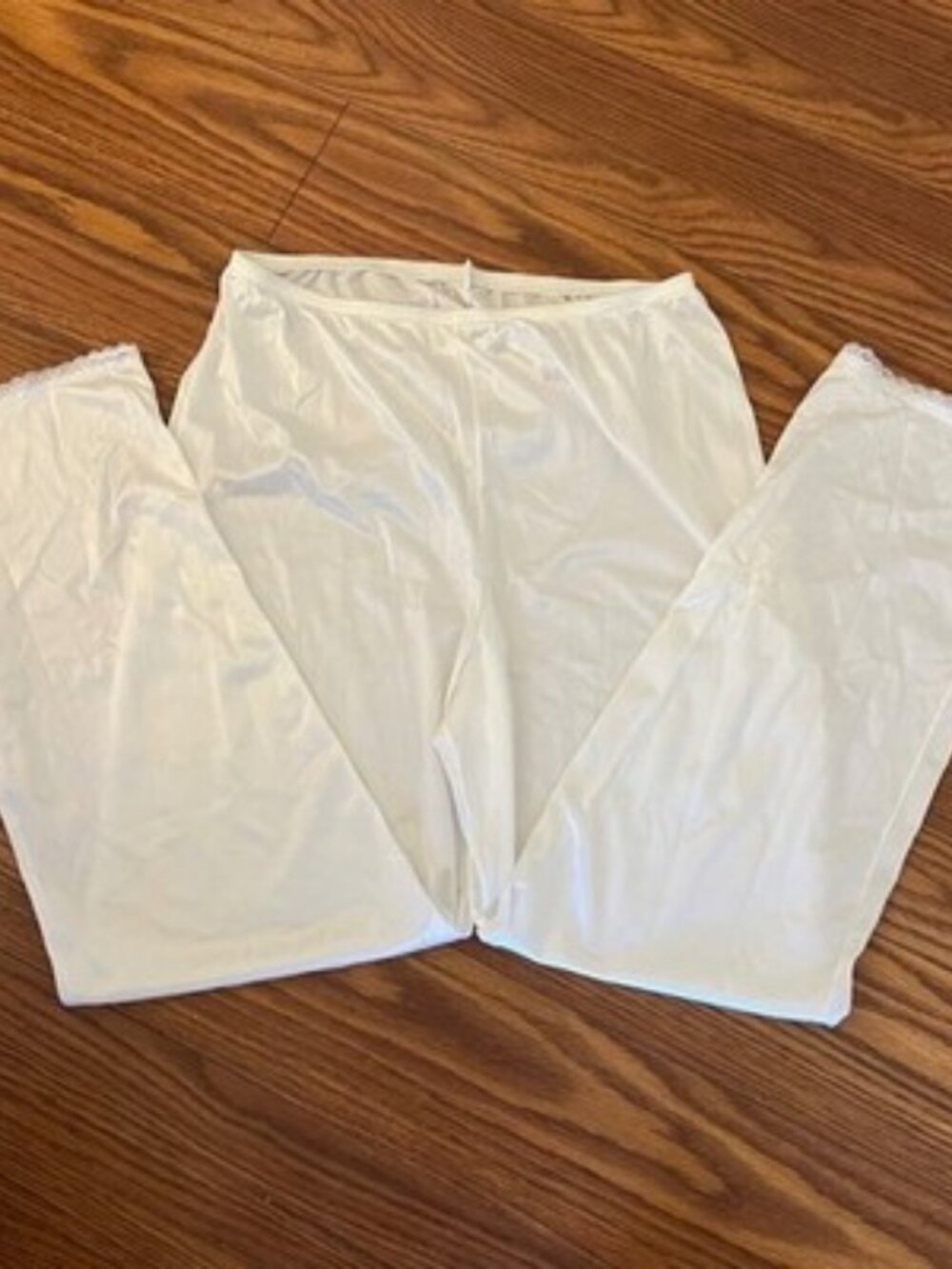 Vtg Adonna Pettipants Slip Pants White Lace Trim Antron III Nylon Size Medium